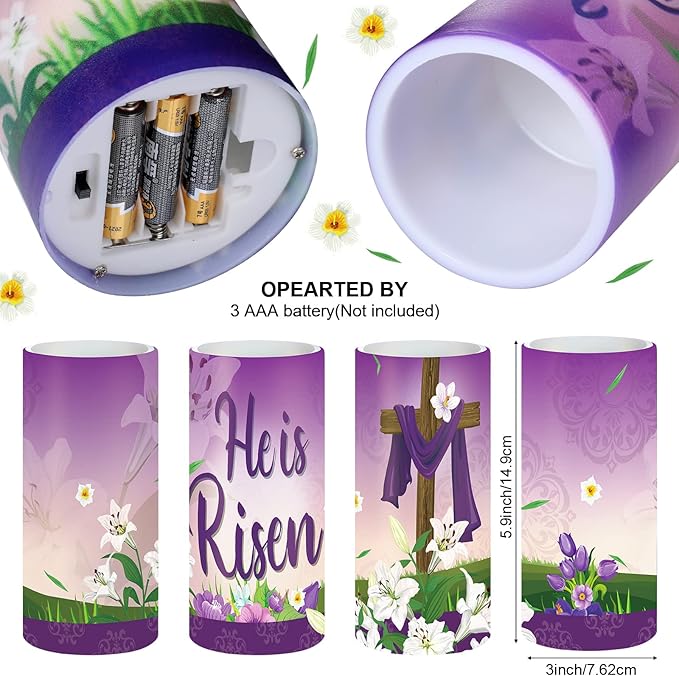 Tiamon Easter Scene Candles LED Flameless Candles Battery Operated LED Warm Light Flickering Pillar for Xmas Holiday Table Decorations (Bright)