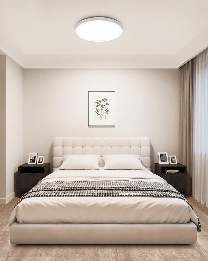 Pak 12 Inch LED Flush Mount Ceiling Light Fixture with Night Light, 24W Modern Ultra-Thin Ceiling Lamp with Remote, 2400LM Dimmable, 2700K-6500K Adjustable Color Temperature, for Bedroom Living Room
