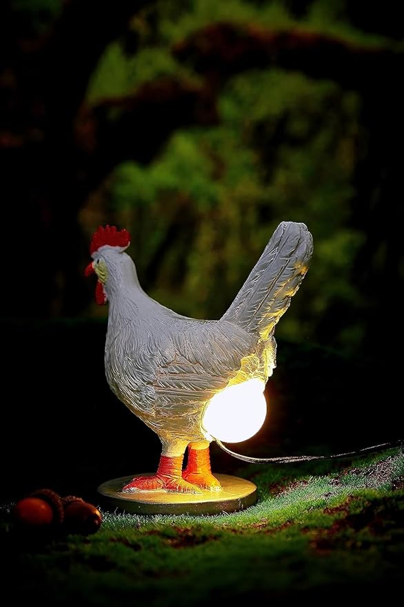 Chicken Lamp, 3D Resin Hen Laying Egg with Color Gift Box, Lifelike LED Egg, Funny Easter Christmas Birthday Gift