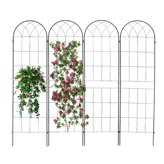 4 Pack 71x20inch Metal Rustproof Garden Trellis，Decorative Garden Fencing Flower Trellis with Black Metal Coating for Supporting Climbing Plants，Outdoor Roses, Vines, Flowers, and Vegetables