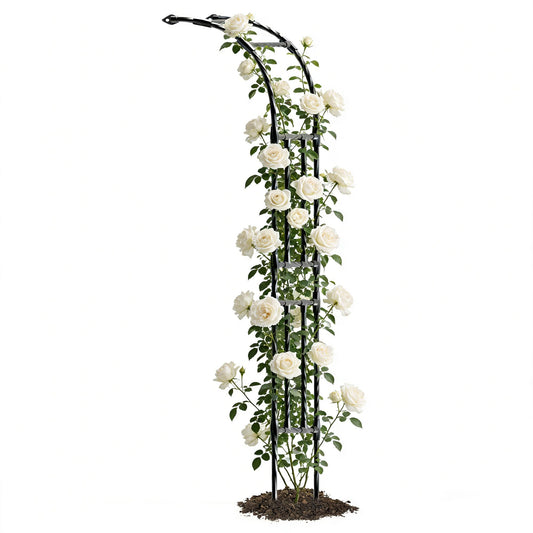Trellume Half Garden Arch - Wall Trellis for Climbing Plants Outdoor, Metal Arch with Plastic-Coated Steel Pipe, Arbor Trellis for Lawn, Patio, Backyard Decorations, 24in(L)*94.5in(H)