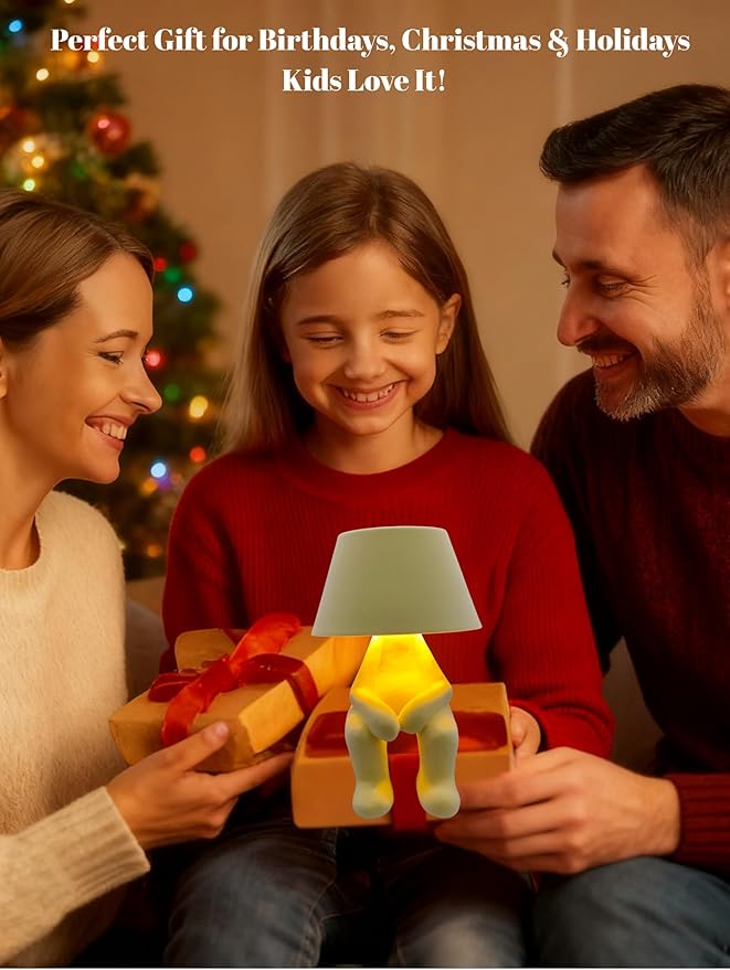 Modern Table Lamp for Youth: Rechargeable Cute Light for Kids Child Teen - Gift for Birthday Christmas Halloween Easter (Yellow Big)
