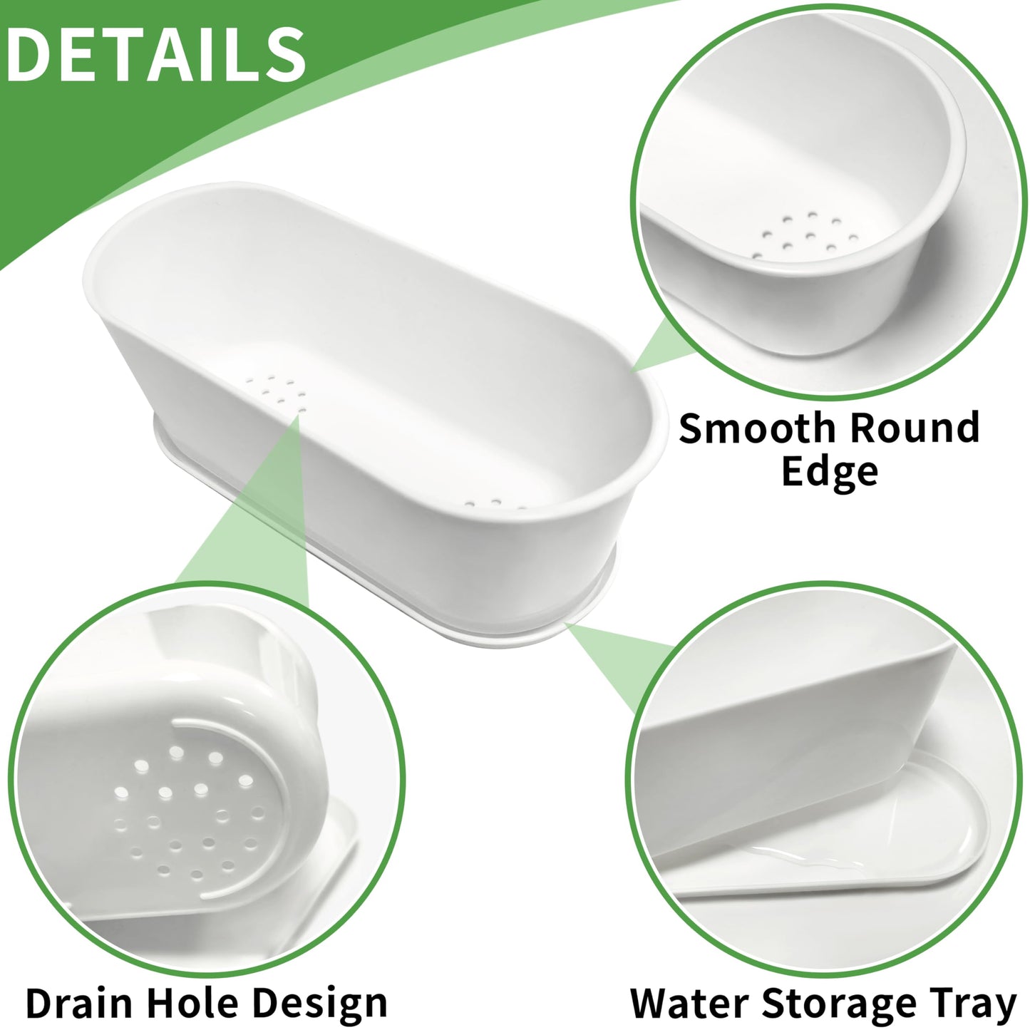 Torfican 20 Set Window Herb Planter Box Rectangular,8.5x3.5 Inch White Plastic Planters with Multiple Drainage Holes and Trays,Indoor Succulent Cactus Mint Flower Pot for Windowsill,Garden Balcony