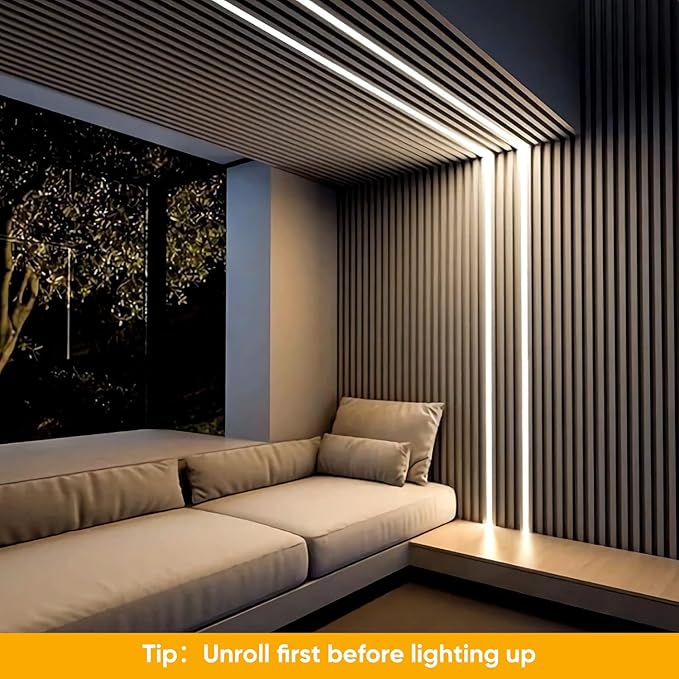 Shine Decor LED Neon Rope Lights AC 120V, ETL-Listed Flexible 120LEDs/M Dotless Strip Lighting, Custom Cuttable & IP65 Waterproof for Indoor Outdoor, 7x14.5mm, 6500K Cool White, 16.4FT