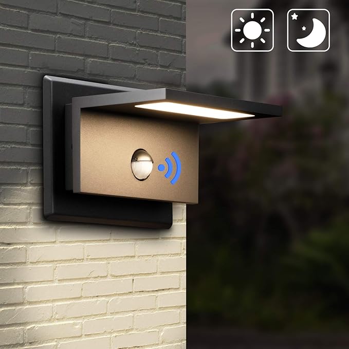 Lustrlach Motion Sensor Outdoor Wall Sconce LED Front Porch Light Wired IP54 Waterproof Modern Aluminum Exterior Light Fixture for House Garage Garden