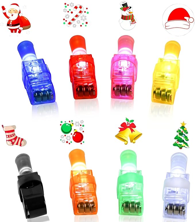 48PCS Christmas Party Favors, Finger Lights for Kids Bulk, Led Light Up Finger Light Birthday Decorations, Xmas Gifts for Grandkids Teen Stocking Stuffers Classroom Prizes Parties Goodie Bag Filler