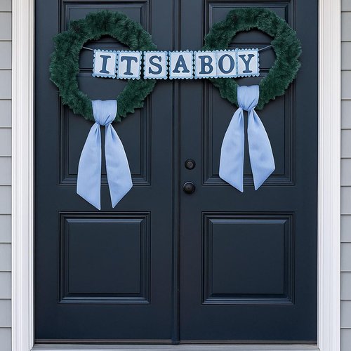 Blue Striped Wreath Sash - 5.12" Wide x 54.33" Long | Perfect for Baby Showers & Summer Weddings