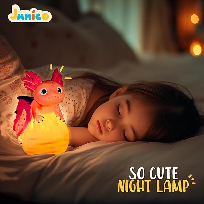 JMMICO Paint Your Own Axolotl Lamp Kit, Axolotl Crafts Night Light, Arts and Crafts for Kids Ages 4-8, Easter Basket Stuffers, Easter Gifts for Girls Boys 6 7 8 9 10 11 12 Years Old 【Upgraded Paints】