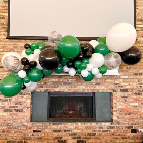 50Pcs Green & Black Balloons - 12 Inch Latex Balloons for Video Game & Football Theme Parties