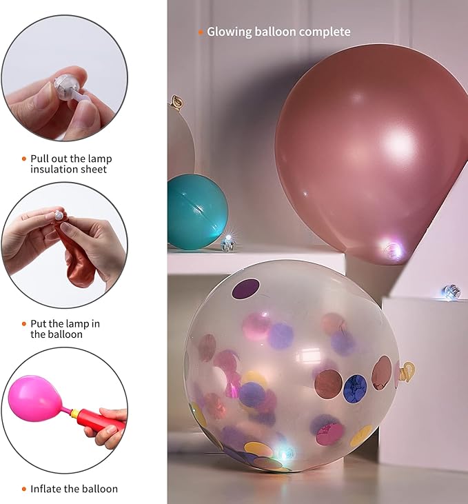 Aogist 100pcs White Mini Lights with Hook,Long Standby Time Waterproof LED Balloon Light,Battery Powered,Ball Lamp for Balloon Paper Lantern Birthday Party Christmas Halloween (Matching Tag Rope)
