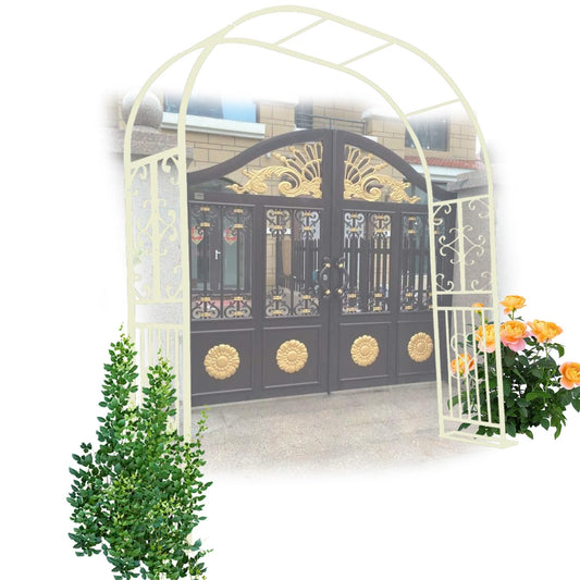 Hltzyzbl Garden Trellis Arbor Metal Arch Heavy Duty Roses Outdoor Arbour for Various Climbing Plant Easy-to-Assemble Stable W8.5ft X H7.5ft, W9.8ft X H7.5ft, W11ft X H7.5ft(White,W4.6ft)