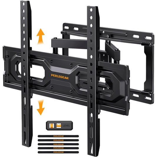 Perlegear Full Motion TV Wall Mount for 26-65 inch TVs, TV Bracket Supports Swivel Articulating Level Extension Tilt Arms, Max VESA 400x400mm up to 99lbs, 16" Wood Studs, PGMFK4