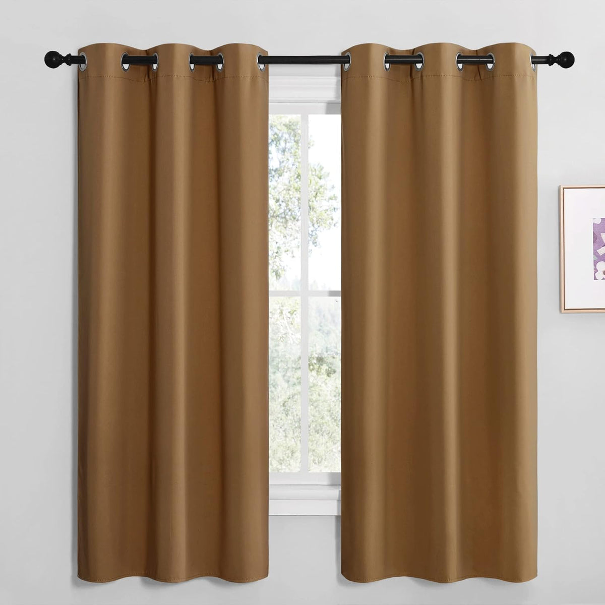 NICETOWN Blackout Curtains - Noise Reducing & Draft Blocking | 68-Inch Length, 2 Panels in Gold Brown