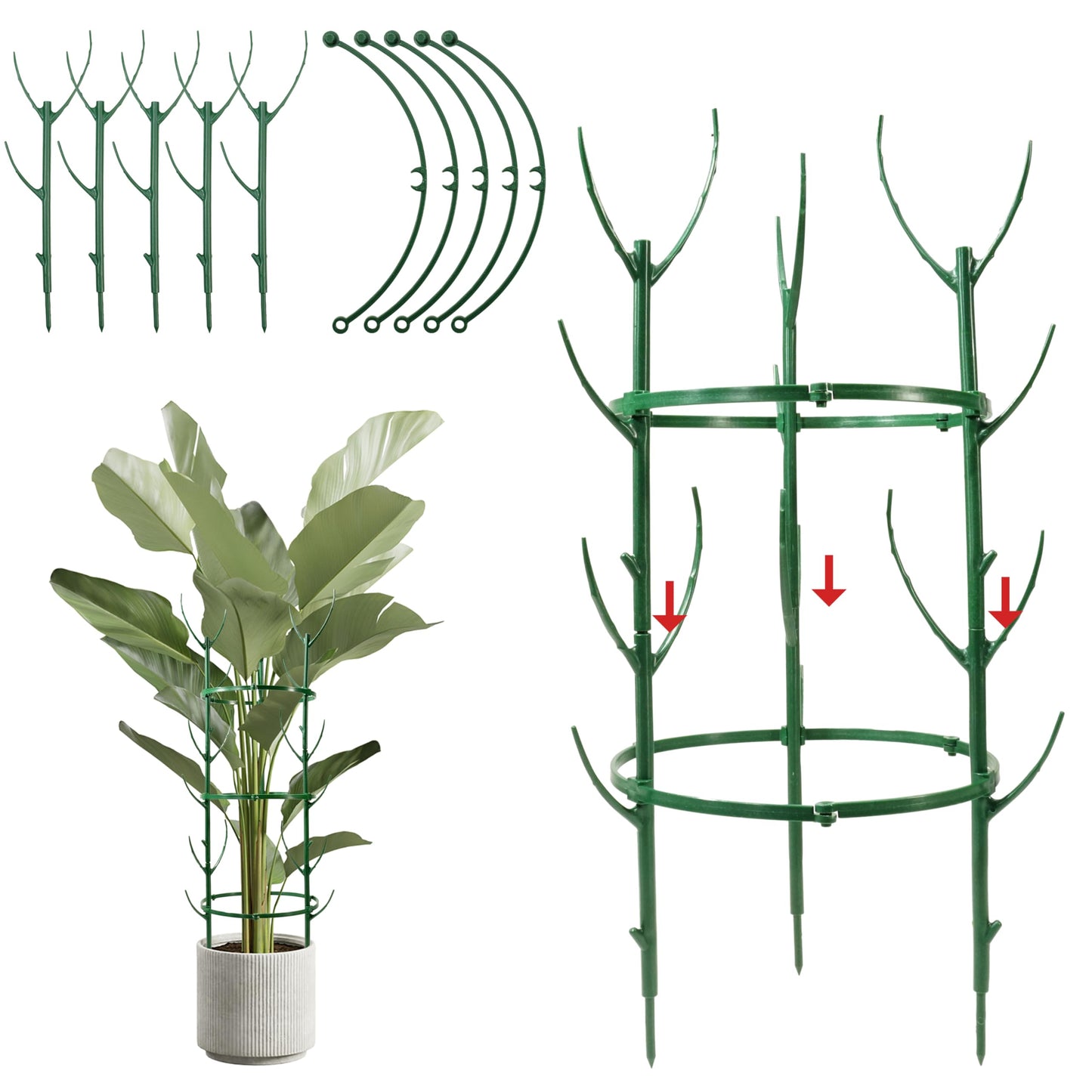 Stackable Plant Support Stakes,The Growing Frame for Indoor Plants, 40 Pcs Extendable 12-60 Inch Trellis for Monstera, Pothos, and Philodendron