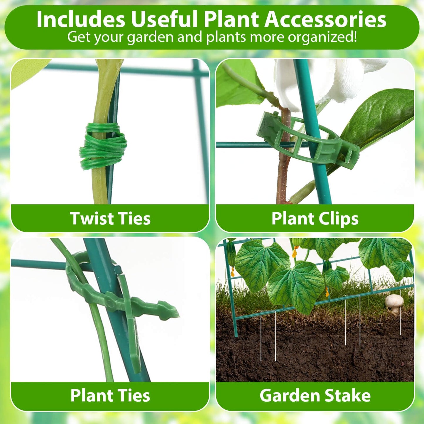 ROADPLUM Cucumber Trellis for Raised Garden Bed, Outdoor Sturdy Metal A-Frame Cucumber Trellis Support for Climbing Plants Vegetables and Fruits with Accessories, Easy installation and Easy Harvesting