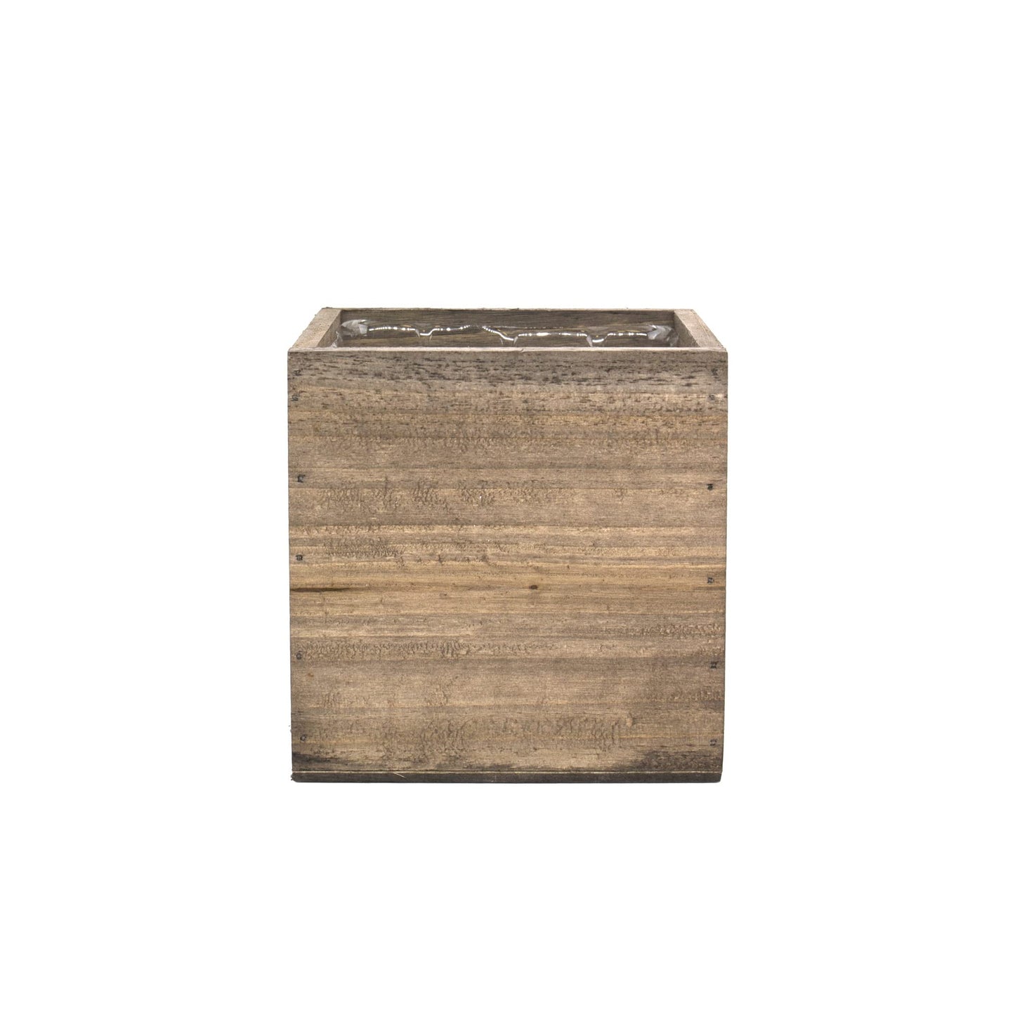 CYS EXCEL Cube Planter Box with Removable Plastic Liner (5"x5"x5")(4 PCS) | Multiple Size Choices Wood Square Planter | Indoor Decorative Window Box