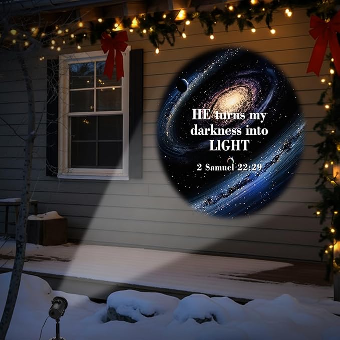 Bible Verse Projector Galaxy Projector Lights 2026 Upgrade 3D Dynamic Outdoor Indoor Decoration 4 Colors Light with Remote 12 HD Effect, Christian Gift House Window Garden Decor
