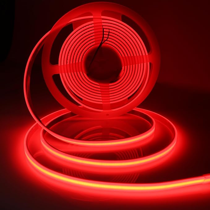 COB LED Strip Lights Red 480LEDs/m DC12V 16.4ft/5m Silicone Tube Waterproof IP67 Flexible LED Rope Lights for Outdoor Christmas Party Backlight DIY Decor