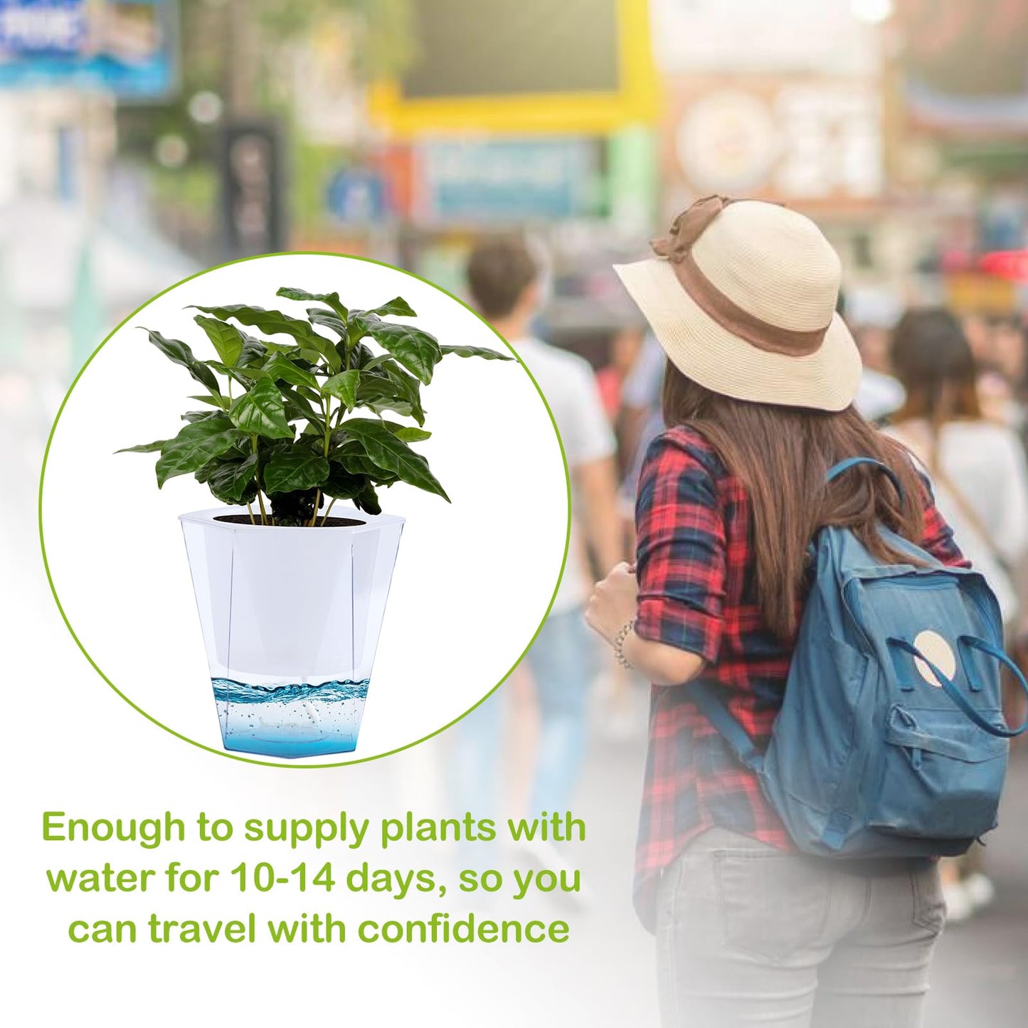 Oliz Self Watering Planter 5 Pcs, 4.5 Inch Flower Plant Pot with Transparent Inner Pot, Gardening Flowerpot with Watering Can, Indoor Self Watering Planter Pot for Herbs, Flowers (White)