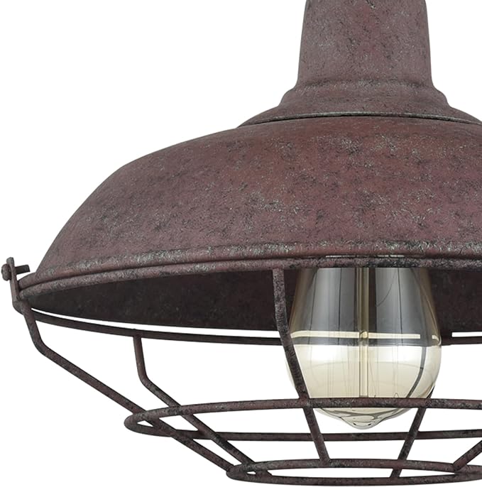 DAYCENT Rustic Semi Flush Mount Ceiling Light Barn Style Light Fixture Farmhouse Metal Cage Ceiling Light 1-Light Industrial Wire Caged Flush Mount Barn Light Rust Finish for Hallway Foyer Kitchen