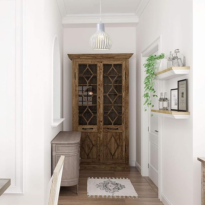 Industrial Plug in Pendant Lighting Metal Wire Cage Hanging Light Fixture with 14.27 Ft Hanging Cord and On/Off Switch (White)