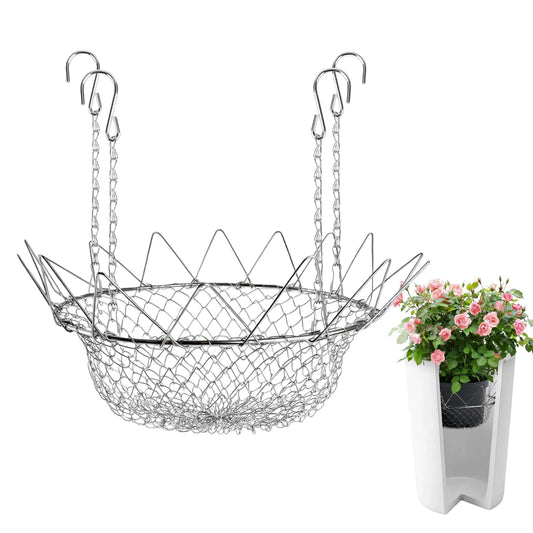 Adjustable Planter Inserts for Tall Planters Large Pots, 4 Hooks Fits in The Top Openings, Chain Planter Filler Elevate Plants, Plant Hanger for Outdoor Indoor Flower Potted