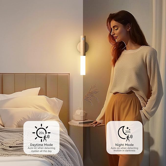 iThird Motion Sensor Wall Light Beech 3PCS, Battery Operated Wall sconces
