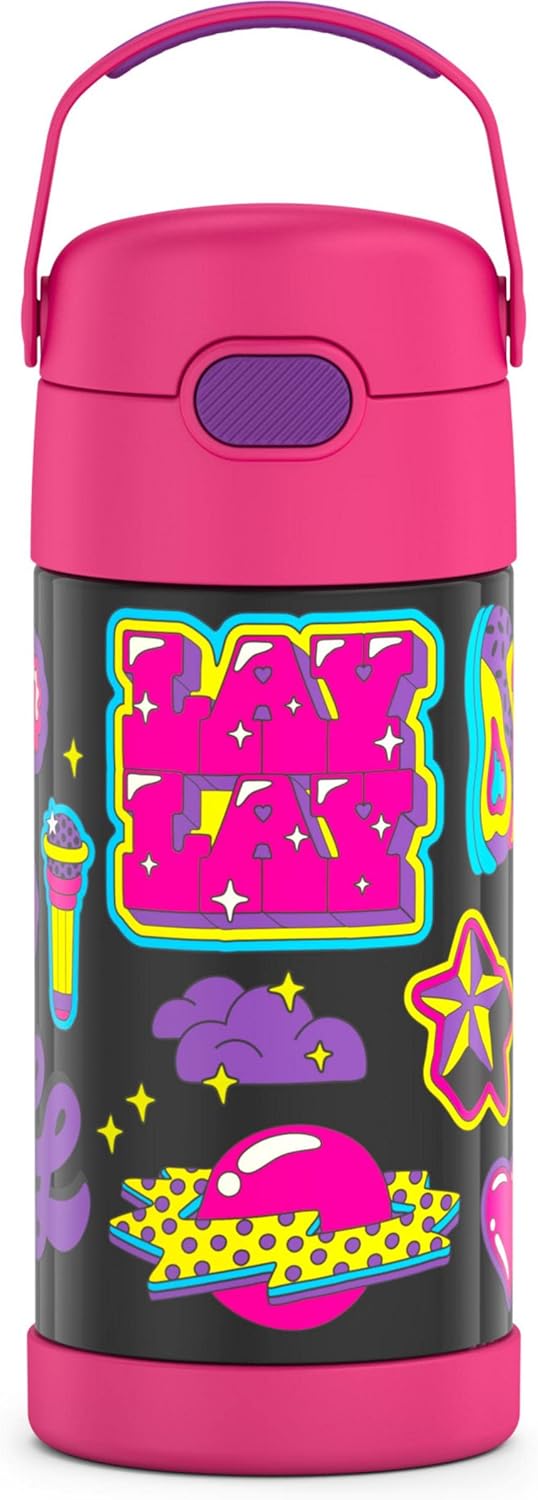 THERMOS FUNTAINER 12 Ounce Stainless Steel Kids Straw Bottle - Vacuum Insulated Design