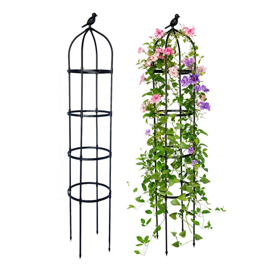 GreenGiggle 2 Pack Garden Obelisk Trellis for Climbing Plants Outdoor, Plant Trellis Garden Tower Trellis for Potted Plant Climbing, Flowers Vegetable Cucumber Trellis