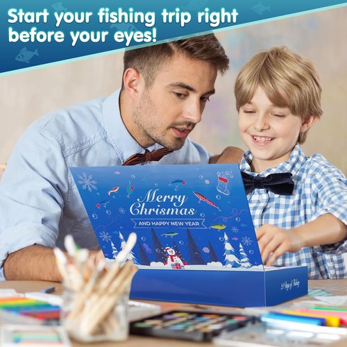 Advent Calendar 2025 Fishing Lure - Lifelike Multi Jointed Swimbait for Men & Boys | 24 Days of Christmas Surprises