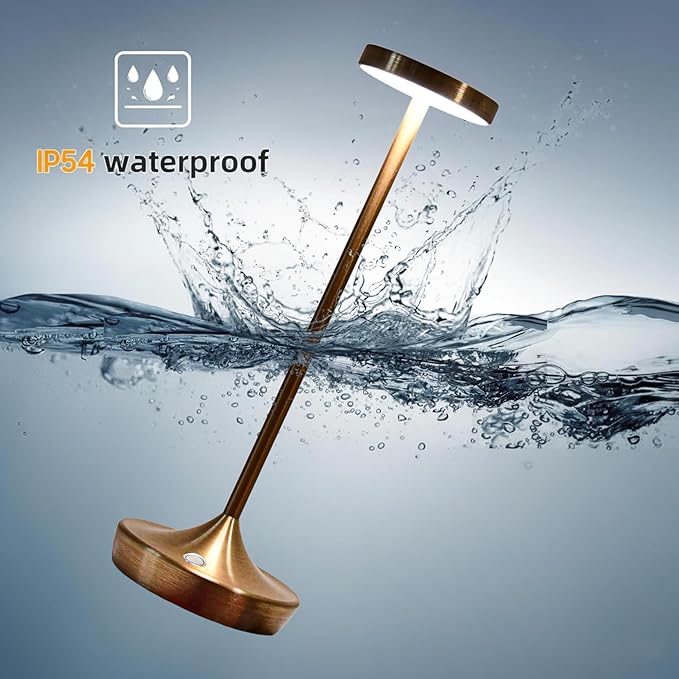 Cordless Table Lamp Rechargeable - 6000mAh LED Battery Operated Table Light - Portable Touch Dimmable Outdoor Waterproof Table Lamps for Patio Restaurant Dining (2 Bronze)