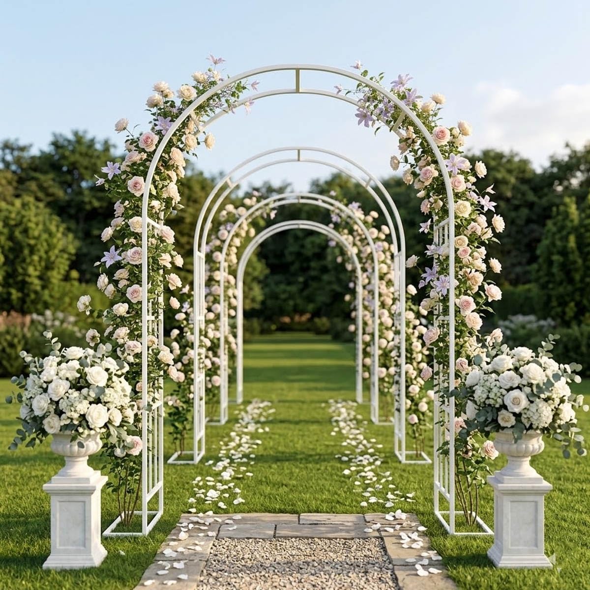 Metal Garden Arch Trellis for Climbing Plants, 4.6ft 7.8ft 10ft Outdoor Archway Arbor Stand for Roses, Cucumber Vines Frame for Raised Bed, Patio Backyard Wedding Decoration(Black,W7.87ft*H7.22ft)