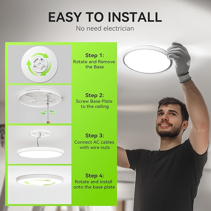 MODERN LED Flush Mount Ceiling Light, 9inch High Bright 2800lm, Super Slim LED Ceiling Light Fixture, Ceiling Light for Bedroom, Living Room, Dining Room… (White, 9in-2Pack)