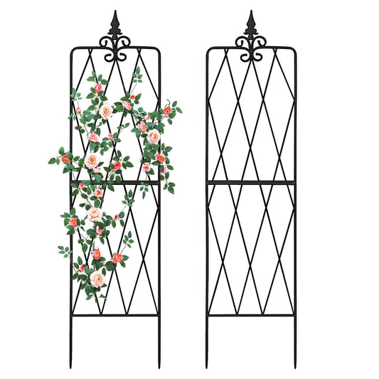 Garden Trellis for Climbing Plants Outdoor, 70"X18" Metal Trellises, Decorative Garden Fencing Flower Trellis with Durable Powder Coating for Vines Plant Rose, Vegetable Support, Black (2, Pattern-A)