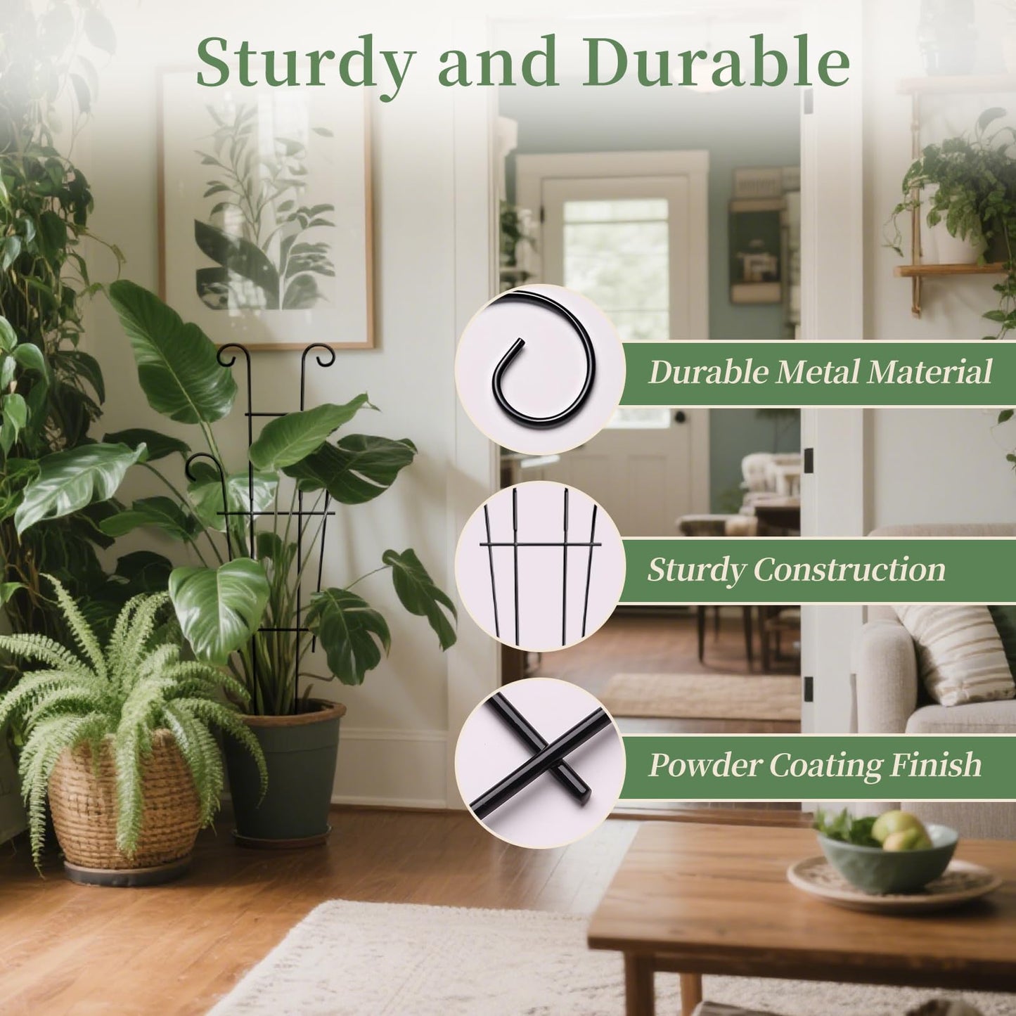 4-Pack 23.6 Inch Tall Metal Plant Trellis for Climbing Plants Indoor - Garden Trellis for Potted Houseplants, Plant Support for Ivy, Pothos, Monstera, Hoya, Flower Vines (Black, 23.6inch/4 Pack)