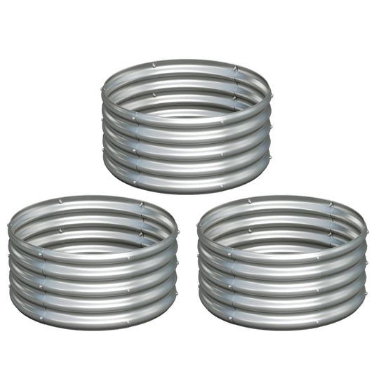 Yortrek 3Pack 2x2x1ft Galvanized Raised Garden Bed, Planter Raised Garden Beds Outdoor, Round Clearance Raised Garden Beds for Gardening Vegetables……