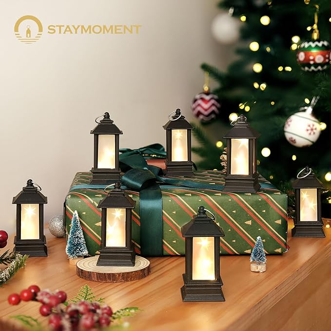 Black Lanterns Decorative Indoor: 24 Pcs Starlight Mini LED Lantern for Centerpiece Table Decorations Halloween Christmas Wedding Party Camping Decor