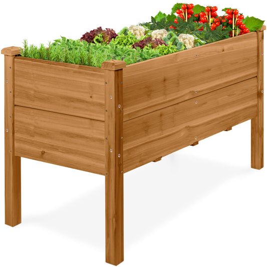 Best Choice Products 48" x 24" x 30" Raised Garden Bed with Extra Deep 16" Depth, Elevated Wood Planter Box Stand for Backyard, Patio, Balcony, Natural Fir Wood - Acorn Brown