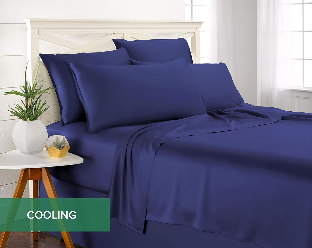 Pure Bamboo Twin Sheets - Luxuriously Soft & Cooling 100% Organic Viscose Bed Set | Twin Size, Cobalt Blue