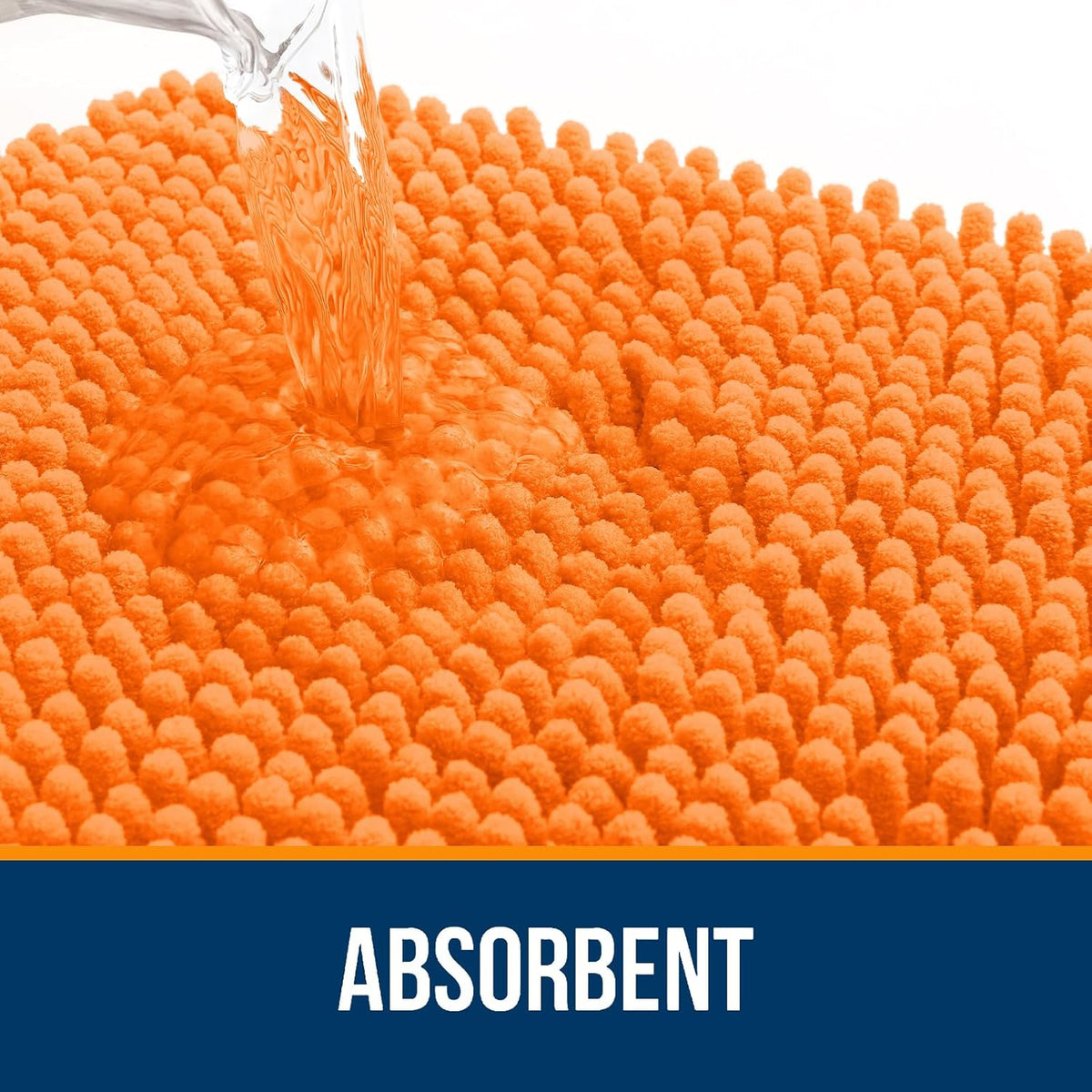 OLANLY Large Bath Rugs - Extra Soft Chenille with Rubber Backing | Quick Dry & Machine Washable - 40x32, Orange