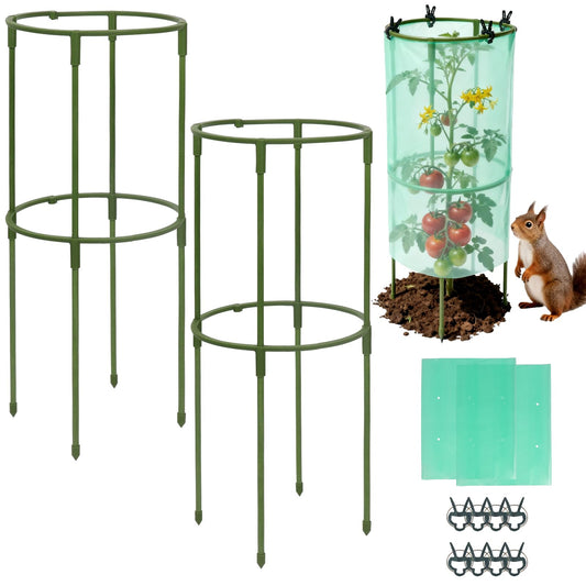Ztzfacai 17.7" H Plant Support Stake Cage, Round Plant Support Garden Flower Stakes with Plastic Protective Film, Plant Cages for Indoor Outdoor Small Plants,Tomato, Peony, Hydrangea