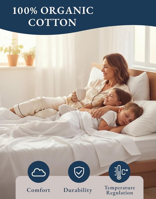 LANE LINEN 100% Organic Cotton California King Sheets Set - Ultra Soft 4-Piece Bedding in White