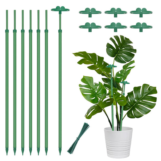 Extendable Plant Stakes, Length Scalable from 17.5IN to 30.1IN Plant Support Stake, Orchid Sticks with Clips for Indoor Outdoor,Garden Stakes for Plant,Tomato,Vegetables,Monstera,Vine - 7Pack