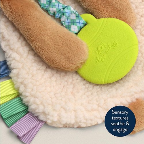 Itzy Ritzy - Itzy Lovey Baby Blanket with Teether | Crinkle Sound, Textured Ribbons & Dangle Arms (Puppy)