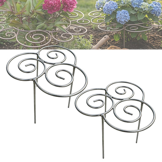 Metal Plant Support Ring for Peony Cages & Garden, Heavy Duty Metal Flower Stakes for Upright Growth, Decorative Grow Through Rings for Peonies, Roses, Hydrangeas, Tomatoes (2pcs, S)