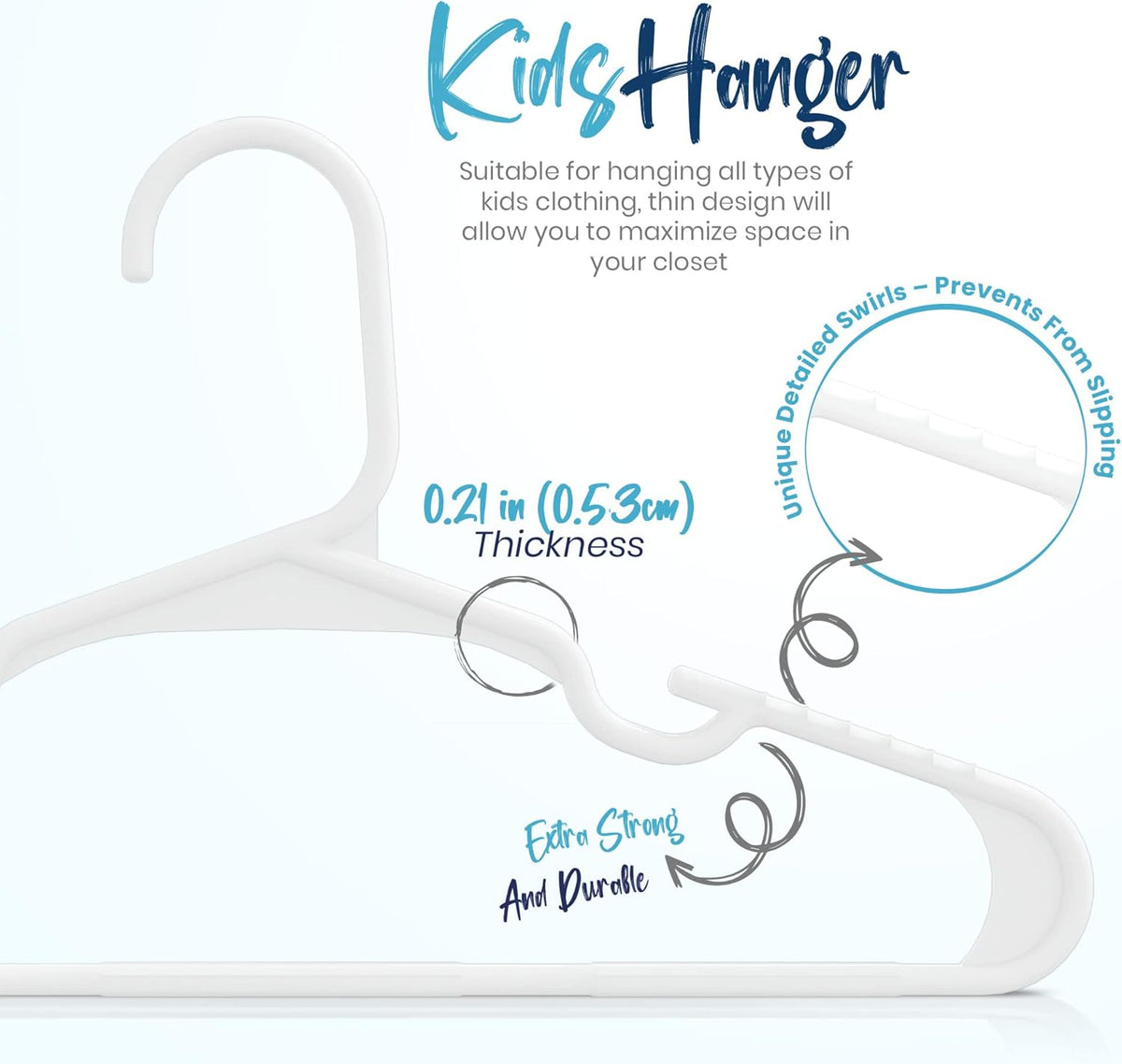 Utopia Home Kids Hangers - 60 Pack 11.5 Inch Plastic Baby Hangers for Closet | White Childrens Hangers