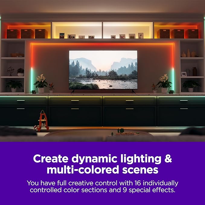 Roku Smart LED Light Strip+, 32.8ft - Color Options with Adjustable Brightness & Temperature - Peel & Stick WiFi Smart Strip Lights Works with Roku Voice, Alexa & Google Assistant - Smart Home Product