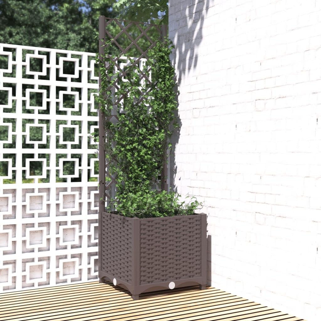 QZZCED Square Garden Planter with Trellis, 15.7 x 15.7 Inches Base, 53.5 Inches Tall, Modern Matte Finish Outdoor Planter for Climbing Plants, Flowers, Patios, Balconies, Durable