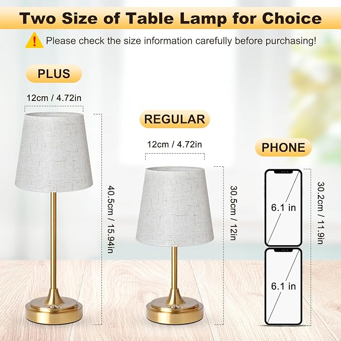 Cordless Table Lamp Rechargeable,5000mAh Battery Operated Desk Lamp,3 Colors & 7 RGB Stepless Dimmable,Touch Control Ambient Light for Bedside,Bedroom,Dining Room,Living Room,Gold,FlaxenShade