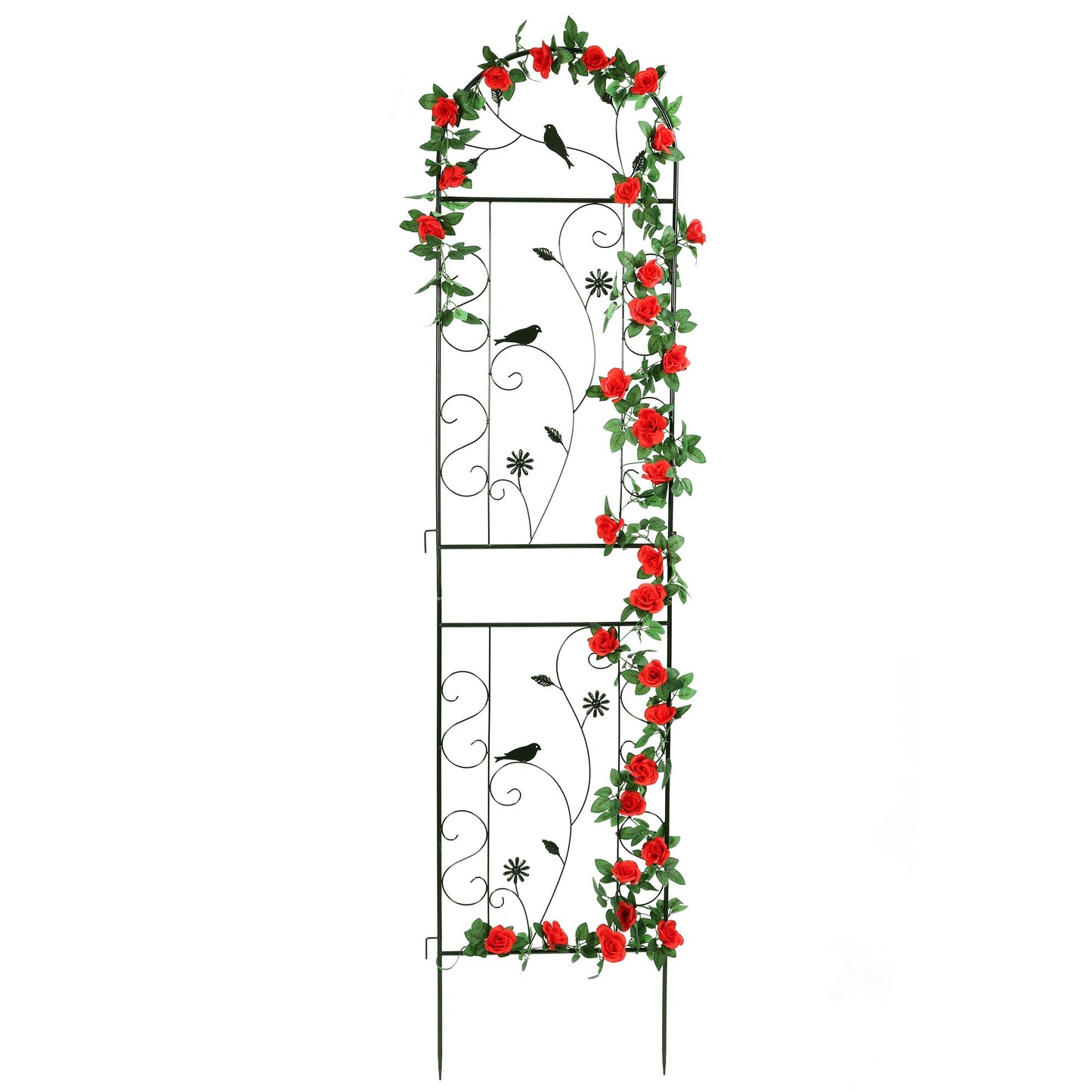 Metal Garden Trellis for Climbing Plants, 86.5" x 19.7" Metal Plant Trellis Outdoor, Black Iron Garden Trellis, Clematis Rrellis Outdoor, Arched Decoration Suitable for courtyards, lawns, Gard